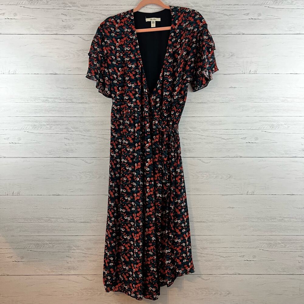 Ella Moon Floral Print Wrap Midi Dress Size S